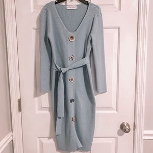 Chicwish Dusty Blue Sweater Dress